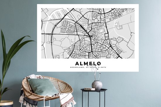 Stickers muraux - Plan de la ville - Almelo - Nederland - 120x80 cm - Feuille adhésive - Carte