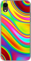 Geschikt voor iPhone XR hoesje - Kunst - Golven - Kleuren - Psychedelisch - Siliconen Telefoonhoesje