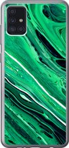 Samsung Galaxy A52 5G hoesje - Marmer - Olieverf - Groen - Siliconen Telefoonhoesje