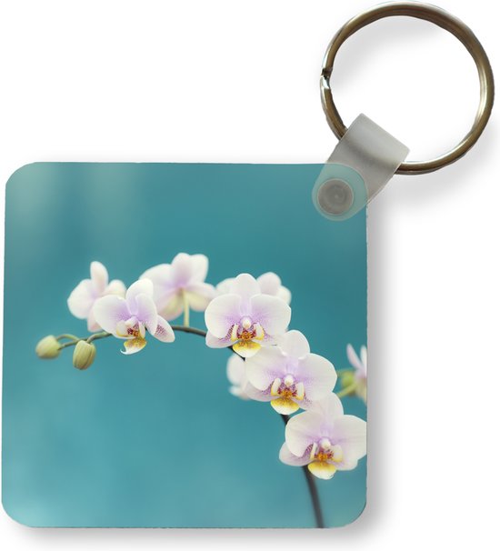 Sleutelhanger - Orchidee - Bloemen - Plant - Wit - Paars - Plastic - Rond - Uitdeelcadeautjes