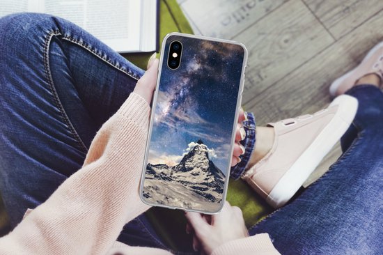 Coque iPhone X - Montagnes - Étoiles - Univers - Coque en Siliconen téléphone