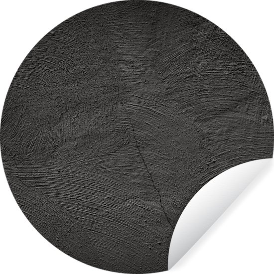 WallCircle - Muurstickers - Behangcirkel - Beton print - Industrieel - Zwart - 30x30 cm - Muurcirkel - Zelfklevend - Ronde Behangsticker