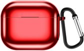 Shieldcase Case - beschermhoes geschikt voor Airpods 3 Metallic TPU case - hoesje geschikt voor Airpods 3 hoesje - optimale bescherming - rood
