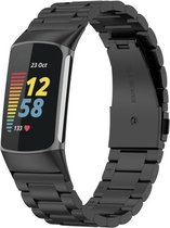By Qubix Metalen bandje - Zwart - Geschikt voor Fitbit Charge 5 - Fitbit Charge 6 - Smartwatch Band - Horlogeband - Polsband