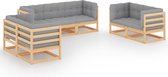 Decoways - 7-delige Loungeset met kussens massief grenenhout