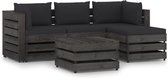 Decoways - 5-delige Loungeset met kussens grijs geïmpregneerd hout