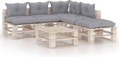 Decoways - 6-delige Loungeset met kussens pallet grenenhout