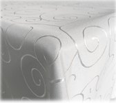 JEMIDI Tafelkleed ornamenten zijdeglans edele tafelhoes tafelkleed - Wit - Vorm Rond - Maat 135x135