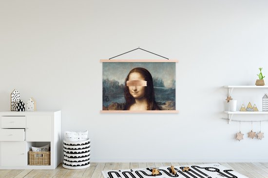 Porte-affiche avec affiche - Affiche scolaire - Mona Lisa - Leonardo de Vinci - Or rose - 150x100 cm - Lattes vierges