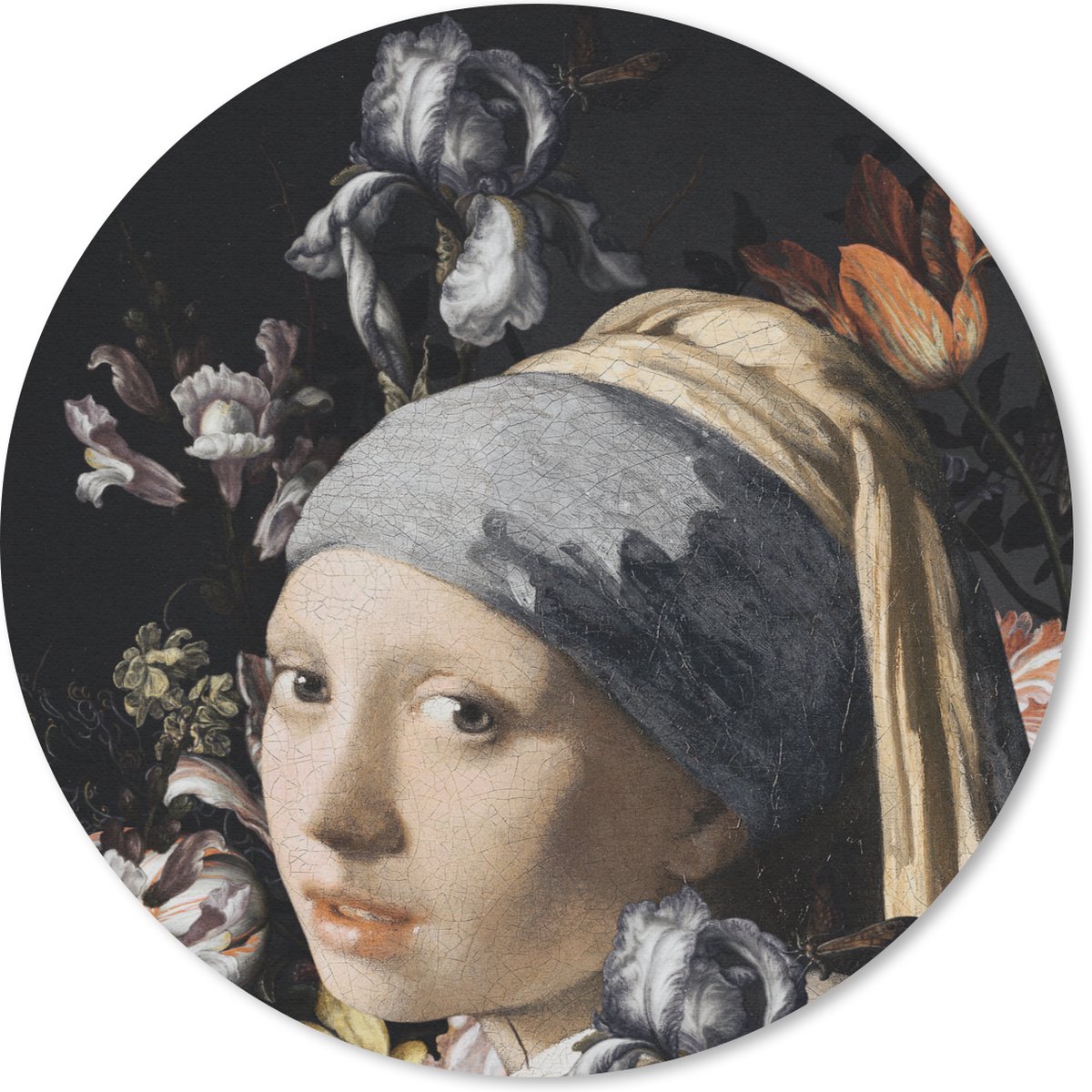 Muismat rond 20x20 cm - Mousepad Schilderij - Bloemen - Vermeer - Ronde muismatten