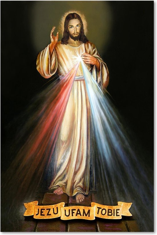 Icône Jésus Miséricordieux Peinte à Main - Dimensions 20 Cm - Décoration Religieuse