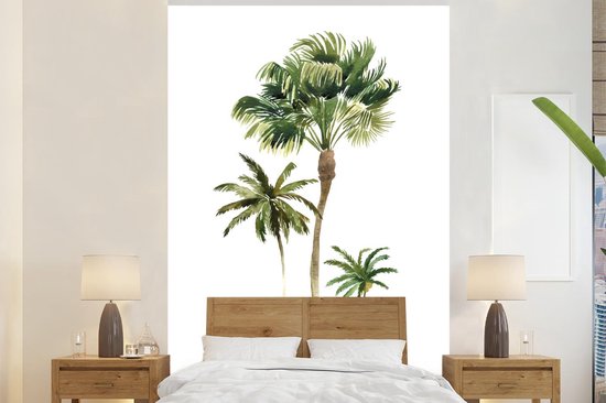 Behang - Fotobehang Jungle - Palmboom - Wit - Breedte 160 cm x hoogte 240  cm | bol.com