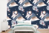 Behang - Fotobehang Ruimte - Raket - Astronaut - Jongens - Meisjes - Kinderen - Kind - Breedte 390 cm x hoogte 260 cm