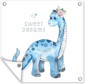 Tuinposters Kinderkamer - Sweet Dreams - Dinosaurus - Jongens - Kind - Kinderen - 50x50 cm - Tuindoek - Buitenposter