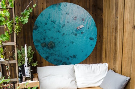 Garden Circle Ocean - Bateau - Soleil - 120x120 cm - Affiche de Jardin Ronde - Extérieur - XXL