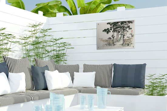 Décoration de Jardin Portail de sanctuaire - Kono Bairei - 40x30 cm - Toile de jardin