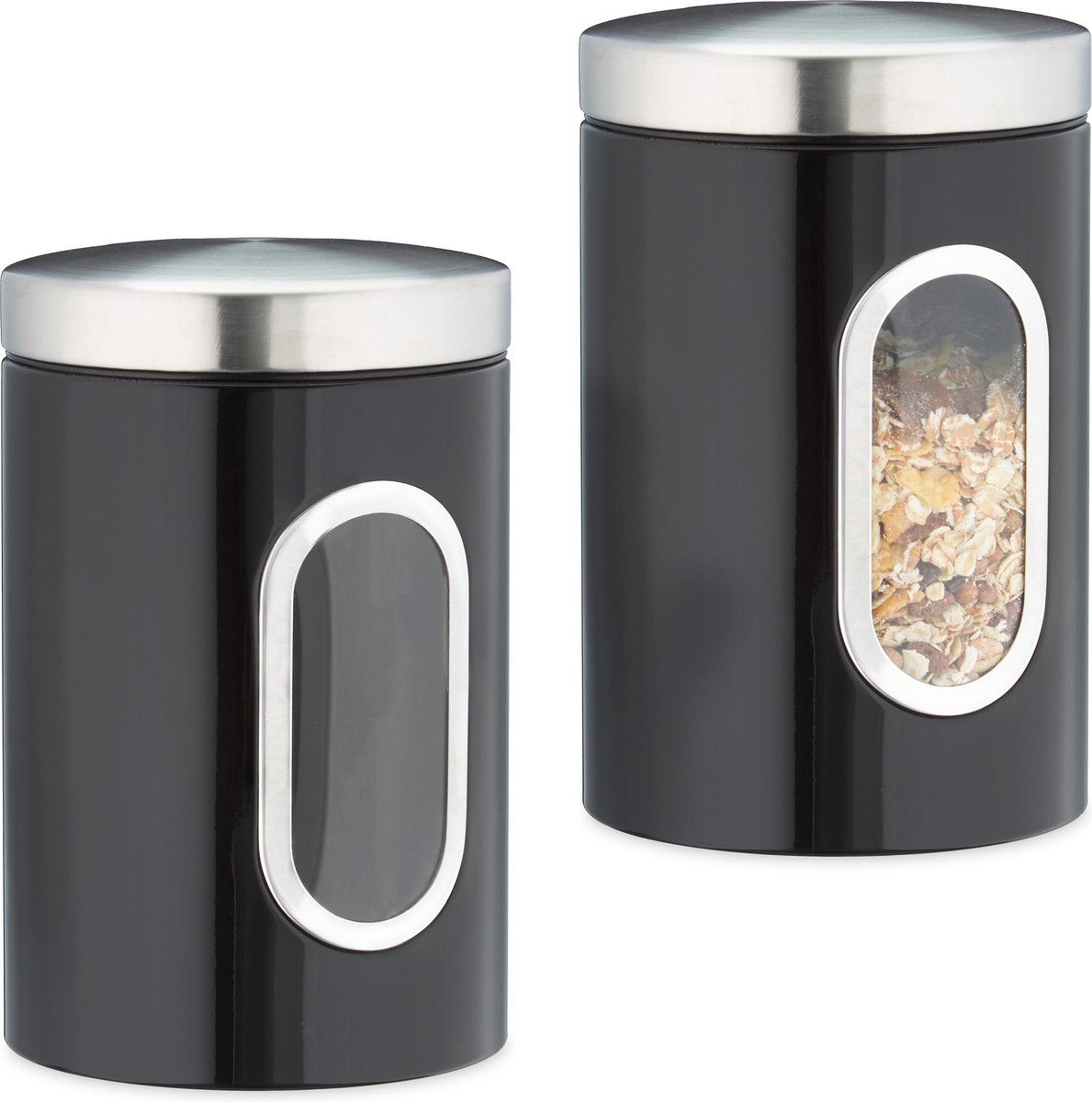 2x voorraadbus venster - koffieblik - bewaardoos - voorraadblik - voorraadpot