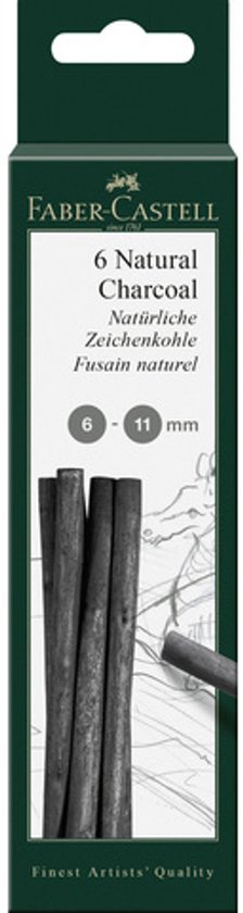 Faber-Castell 6 fusains naturels, 6-11 mm.