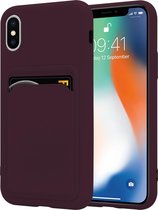 ShieldCase geschikt voor Apple iPhone X / Xs siliconen hoesje met pasjeshouder - aubergine