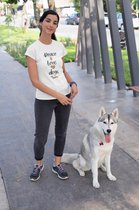 Peace Love Dogs T-Shirt, Funny Dog T-Shirts With Paw, Unique Gift For Dog Lovers, Cute Dog Owner Gifts, Unisex Soft Style T-Shirts, D001-027W, M, Wit