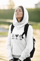 Peace Love Dogs Hoodie, Hond Thema Hoodies, Cadeaus Voor Hondenliefhebbers, Schattige Hooded Sweatshirt, Unisex Hooded Sweatshirt, D004-027W, XXL, Wit