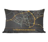 Sierkussens - Kussentjes Woonkamer - 50x30 cm - Kaart - 's-Hertogenbosch - Goud - Zwart