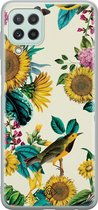 Samsung A22 4G hoesje siliconen - Zonnebloemen / Bloemen | Samsung Galaxy A22 4G case | blauw | TPU backcover transparant