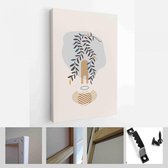 Abstracte botanische organische kunst illustratie. Set van zachte kleur schilderij kunst aan de muur voor huisdecoratie. Minimalistisch canvas achtergrondontwerp - Modern Art Canva