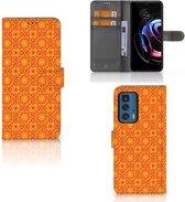 Wallet Book Case Motorola Edge 20 Pro Telefoonhoesje Batik Orange