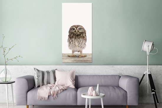 Décoration murale Métal - Peinture Aluminium Industriel - Chouette - Marron - Poussins Chouette - Enfants - Garçons - Filles - 80x160 cm - Dibond - Photo sur aluminium - Décoration murale industrielle - Pour le salon / chambre