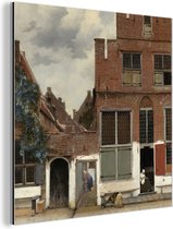 Wanddecoratie Metaal - Aluminium Schilderij Industrieel - Het straatje - Johannes Vermeer - 50x50 cm - Dibond - Foto op aluminium - Industriële muurdecoratie - Voor de woonkamer/slaapkamer