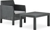 Decoways - 2-delige Loungeset met kussen PP antraciet