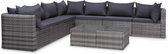 Decoways - 8-delige Loungeset met kussens poly rattan grijs