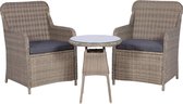 Decoways - 3-delige Bistroset met kussens poly rattan bruin