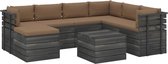 Decoways - 8-delige Loungeset pallet met kussens massief grenenhout