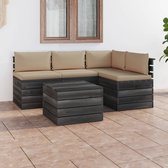 Decoways - 5-delige Loungeset met kussens pallet massief grenenhout