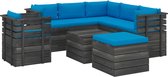 Decoways - 8-delige Loungeset met kussens pallet massief grenenhout