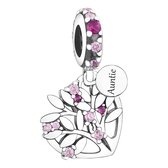 Tracelet - 925 Sterling Zilveren bedels - Familie - Tante bedel levensboom | Auntie met roze zirkonia | 925 Sterling Zilver - Pandora compatible - Met Certificaat - Valentijn