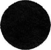 Monaco Soft Rond Shaggy Hoogpolig Vloerkleed Black- 120 CM Ø