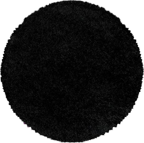 Tapis Himalaya Monaco Soft Round Shaggy Long Pile Noir - 120 CM ROND