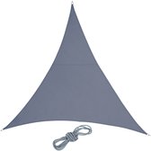 Relaxdays Schaduwdoek driehoek - zonwering - PES - met ringen - concaaf - donkergrijs - 3 x 3 x 3 m