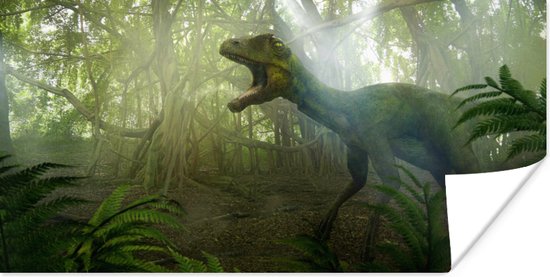 Poster Dinosaurus - Jungle - Planten - 40x20 cm