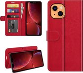 iPhone 13 Hoesje - MobyDefend Wallet Book Case (Sluiting Achterkant) - Rood - GSM Hoesje - Telefoonhoesje Geschikt Voor: Apple iPhone 13