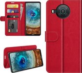 Nokia X10 / Nokia X20 Hoesje - MobyDefend Wallet Book Case (Sluiting Achterkant) - Rood - GSM Hoesje - Telefoonhoesje Geschikt Voor: Nokia X10 / Nokia X20