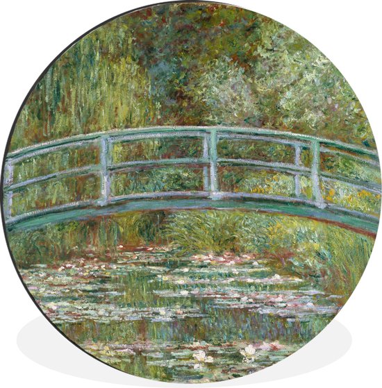 WallCircle - Wandcirkel - Muurcirkel - De Japanse brug en waterlelies - Claude Monet - Aluminium - Dibond - ⌀ 60 cm - Binnen en Buiten