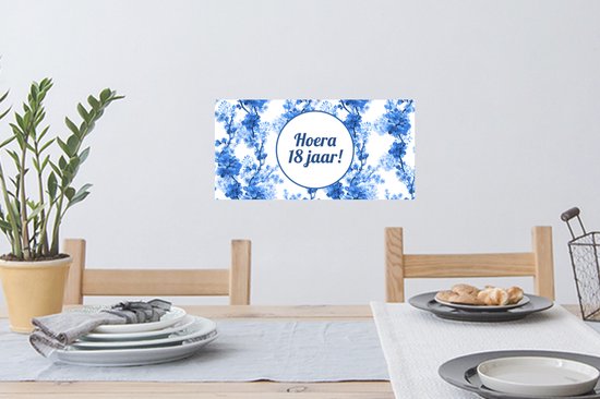 Muurstickers - Sticker Folie - Jubileum - 18 jaar - Blauw - 40x20 cm - Plakfolie - Muurstickers Kinderkamer - Zelfklevend Behang - Zelfklevend behangpapier - Stickerfolie