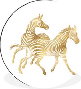 WallCircle - Wandcirkel - Muurcirkel - Vintage - Zebra - Goud - Aluminium - Dibond - ⌀ 90 cm - Binnen en Buiten
