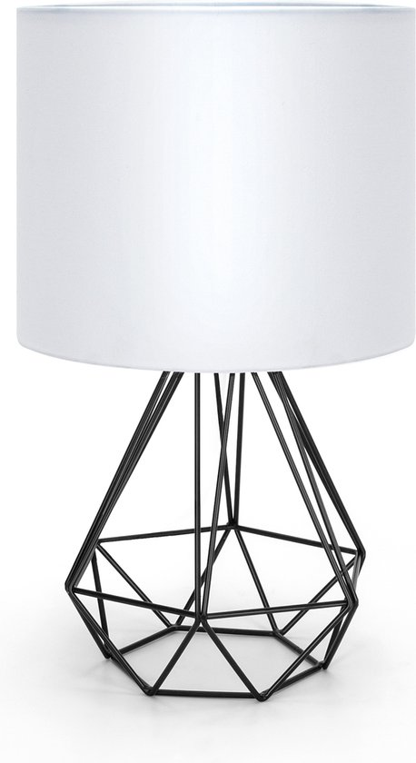 Aigostar 13XRK Tafellamp slaapkamer/woonkamer - Metalen Basis - E14 - Zonder Lamp - Wit