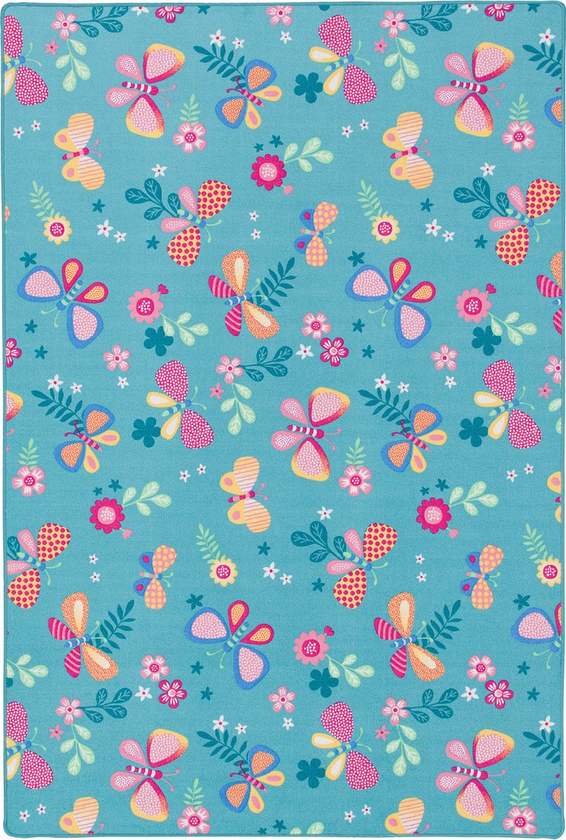 Snapstyle Vloerkleed Kinderen spelen Vlinder Blauw