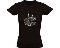 Slechte keuzes maakt sterke verhalen | Dames T-shirt | Zwart | YOLO | Drank | Alcohol | Bier | Wij | Skelet | MEME